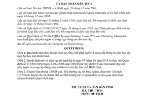 Quyết định 37/2013/QĐ-UBND Quy chế phát ngôn cung cấp thông tin cho báo chí Bình Định