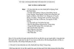 Công điện 1554/CĐ-TTg năm 2013 đối phó bão số 10