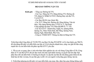 Công điện 52/CĐ-BGTVT năm 2013 đối phó bão số 10