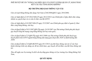 Quyết định 2985/QĐ-BGTVT năm 2013 Nâng cao quản lý khai thác kết cấu hạ tầng hàng không