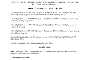 Quyết định 2974/QĐ-BGTVT năm 2013 Nâng cao hiệu quả khai thác kết cấu hạ tầng hàng hải