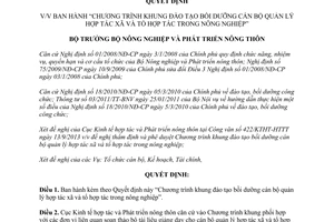 Quyết định 2217/QĐ-BNN-TCC 2013 đào tạo cán bộ quản lý hợp tác xã và tổ hợp tác trong nông nghiệp