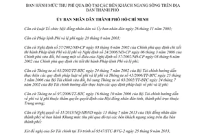 Quyết định 42/2013/QĐ-UBND mức thu phí qua đò bến khách ngang sông Hồ Chí Minh
