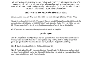 Quyết định 1936/QĐ-UBND 2013 thủ tục hành chính mới sửa đổi bãi bỏ Lao động Lâm Đồng