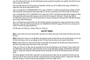 Quyết định 2212/QĐ-BNN-TCTL 2013 Bộ chỉ số đánh giá quản lý khai thác công trình thủy lợi