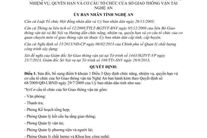 Quyết định 56/2013/QĐ-UBND chức năng cơ cấu tổ chức Sở Giao thông vận tải Nghệ An