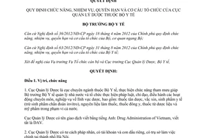 Quyết định 3861/QĐ-BYT chức năng nhiệm vụ quyền hạn cơ cấu tổ chức Cục Quản lý Dược