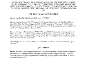 Quyết định 1853/QĐ-UBND năm 2013 Chương trình phát triển mạnh mẽ thể dục thể thao 2020 Đắk Lắk