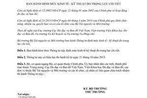 Thông tư 24/2013/TT-BTNMT định mức kinh tế kỹ thuật đo trọng lực chi tiết