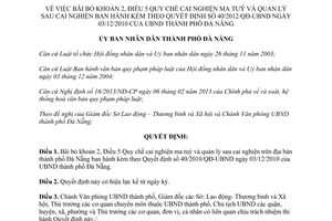 Quyết định 6049/QĐ-UBND năm 2013 bãi bỏ Khoản 2 Điều 5 40/2010/QĐ-UBND Đà Nẵng