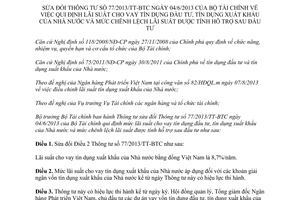 Thông tư 126/2013/TT-BTC sửa đổi Thông tư 77/2013/TT-BTC lãi suất cho vay tín dụng đầu tư xuất khẩu