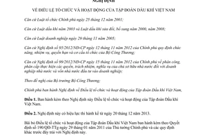 Nghị định 149/2013/NĐ-CP Điều lệ tổ chức và hoạt động của Tập đoàn Dầu khí Việt Nam