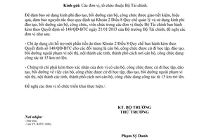 Công văn 13099/BTC-KHTC 2013 chi hỗ trợ tiền ăn cán bộ công chức được cử đi học tập