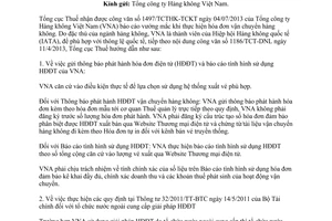 Công văn 3270/TCT-DNL năm 2013 thực hiện hóa đơn điện tử vận chuyển hàng không