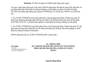 Công văn 7294/NHNN-TTGSNH năm 2013 chiết khấu bộ chứng từ không có hối phiếu