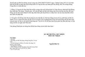 Công văn 8345/VPCP-KTN năm 2013 dự án đầu tư nâng cấp tuyến luồng kênh Cái Tráp