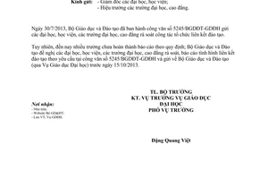 Công văn 7271/BGDĐT-GDĐH năm 2013 báo cáo liên kết đào tạo Bộ Giáo dục