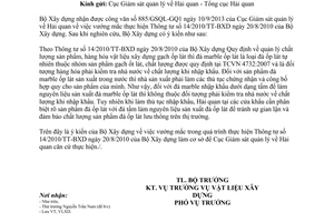 Công văn 74/BXD-VLXD năm 2013 vướng mắc thực hiện Thông tư 14/2010/TT-BXD