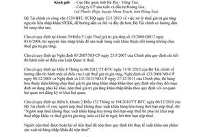 Công văn 13414/BTC-TCHQ năm 2013 hướng dẫn công văn 1239/BTC-TCHQ năm 2013