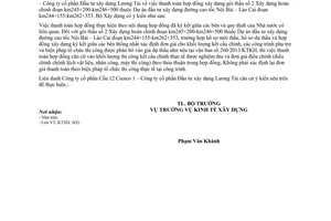 Công văn 216/BXD-KTXD năm 2013 thanh toán hợp đồng xây dựng đường cao tốc Nội Bài Lào Cai