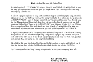 Công văn 462/XNK-TMQT năm 2013 xử lý lô hàng tồn đọng quá thời hạn làm thủ tục hải quan