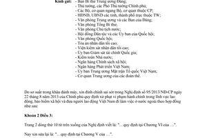 Công văn 1605/TTg-KGVX 2013 đính chính Nghị định 95/2013/NĐ-CP