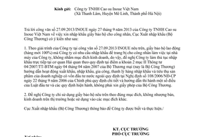 Công văn 466/XNK-CN năm 2013 xin nhập khẩu giầy bảo hộ công nhân