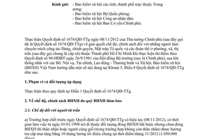Công văn 4000/BHXH-CSXH năm 2013 hướng dẫn thực hiện Quyết định 1674/QĐ-TTg