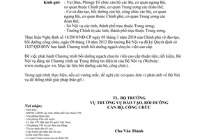 Công văn 3712/BNV-ĐT năm 2013 bồi dưỡng ngạch chuyên viên cao cấp