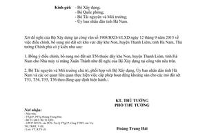 Công văn 1676/TTg-KTN năm 2013 điều chỉnh mỏ đất sét Hà Nam