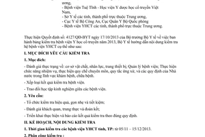 Công văn 174/YDCT-QLY hướng dẫn kiểm tra bệnh viện Y học cổ truyền năm 2013