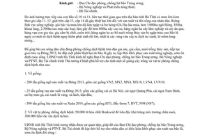 Công văn 3865/UBND-NL 2013 xin hỗ trợ giống cây trồng vật tư phòng chống dịch bệnh sau bão Hà Tĩnh