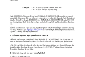 Công văn 2105/BVTV-TTra 2013 thực hiện Nghị định 114/2013/NĐ-CP