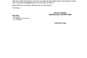 Công văn 453/BGDĐT-SEQAP năm 2013 đánh giá chất lượng quản lý sử dụng thiết bị SEQAP đầu tư