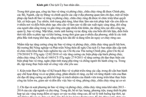 Công văn 3791/BNN-TCLN năm 2013 tăng cường bảo vệ rừng phòng cháy chữa cháy rừng