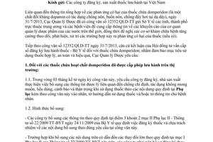 Công văn 17560/QLD-ĐK 2013 cập nhật thông tin dược lý thuốc chứa domperidon