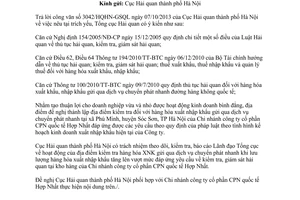 Công văn 6174/TCHQ-GSQL năm 2013 thành lập địa điểm kiểm tra hàng hóa xuất nhập khẩu