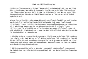 Công văn 1763/BTL-TaC 2013 ý kiến địa điểm xây dựng Khu tái định cư Cửa khẩu Nà Nưa Lạng Sơn