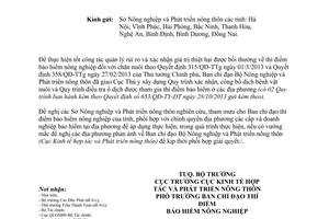 Công văn 5051/BNN-KTHT năm 2013 xác nhận công bố dịch bệnh chăn nuôi thí điểm bảo hiểm