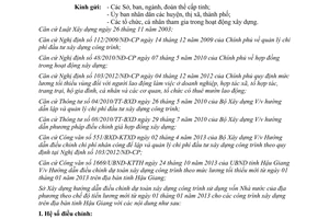 Công văn 1084/SXD-KTXD dự toán xây dựng công trình mức lương tối thiểu từ 01/01/2013 Hậu Giang