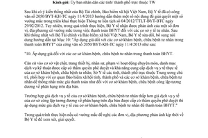 Công văn 6969/BYT-KHTC năm 2013 năm 2013 hướng dẫn thanh toán khám chữa bệnh bảo hiểm y tế