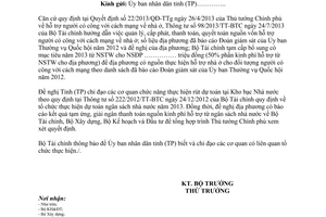 Công văn 14774/BTC-NSNN năm 2013 tạm cấp kinh phí hỗ trợ người có công cách mạng