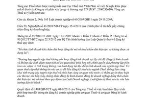 Công văn 3621/TCT-KK năm 2013 khôi phục mã số thuế