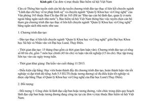 Công văn 4315/BHXH-TCCB năm 2013 tuyển sinh cán bộ đào tạo thạc sĩ liên kết