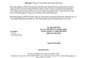 Công văn 5017/BNN-KHCN 2013 đề nghị ban hành Tiêu chuẩn kỹ thuật bảo vệ thực vật
