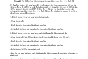 Công văn 7845/BGDĐT-TCCB năm 2013 nâng lương công viên chức ngạch cao cấp