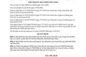 Quyết định 3067/QĐ-UBND 2013 quy hoạch chi tiết Khu dân cư dịch vụ Bắc hồ sinh thái Đống Đa Bình Định