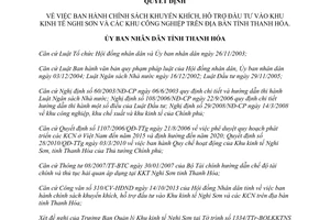 Quyết định 3667/2013/QĐ-UBND chính sách khuyến khích đầu tư  Khu kinh tế Nghi Sơn Thanh Hóa