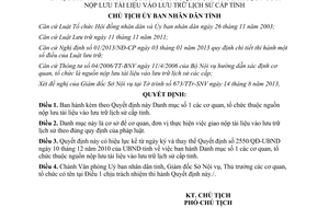 Quyết định 2087/QĐ-UBND năm 2013 Danh mục số 1 nguồn nộp lưu tài liệu lưu trữ lịch sử Thừa Thiên Huế