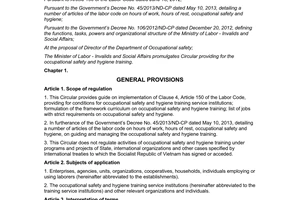 Circular No. 27/2013/TT-BLDTBXH occupational safety and hygiene training